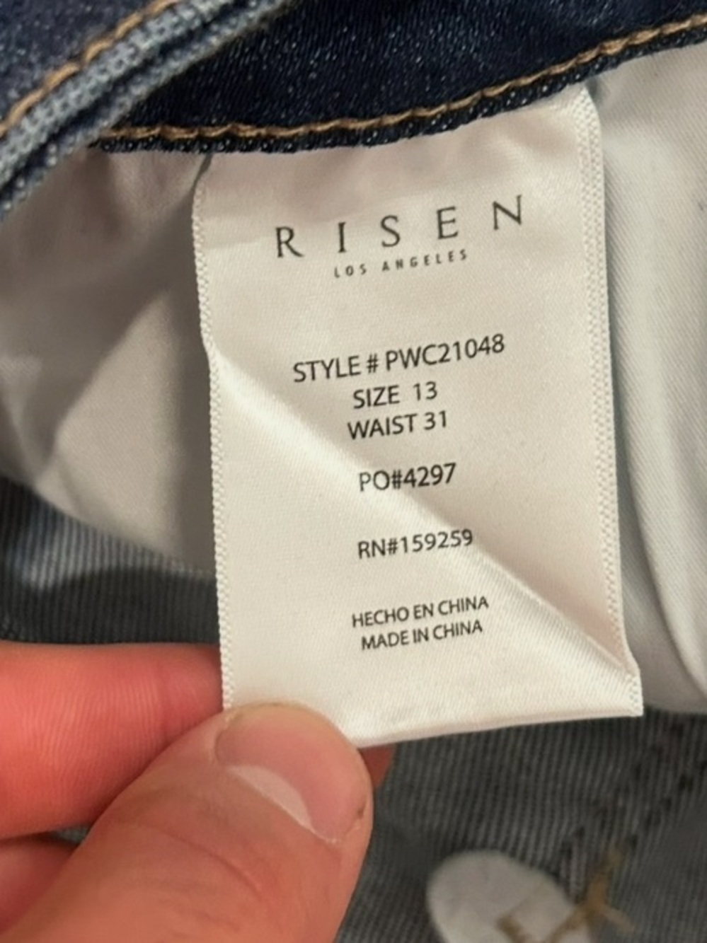 RISEN High Rise Wide Leg Crop Jeans Size 13/31 Medium Wash Raw Hem - Picture 6 of 8